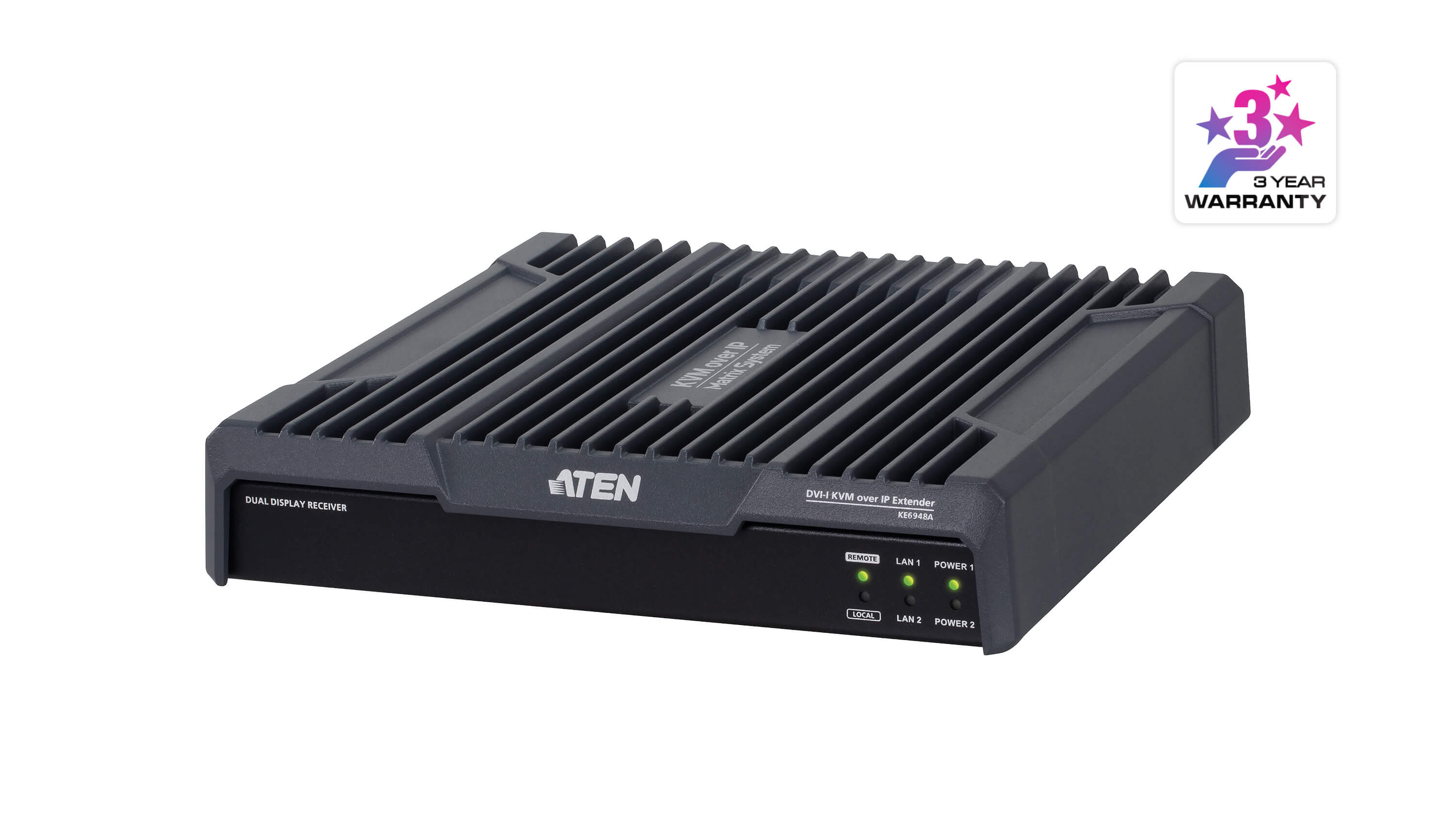 Rugged DVI-I Dual-Display KVM over IP Receiver