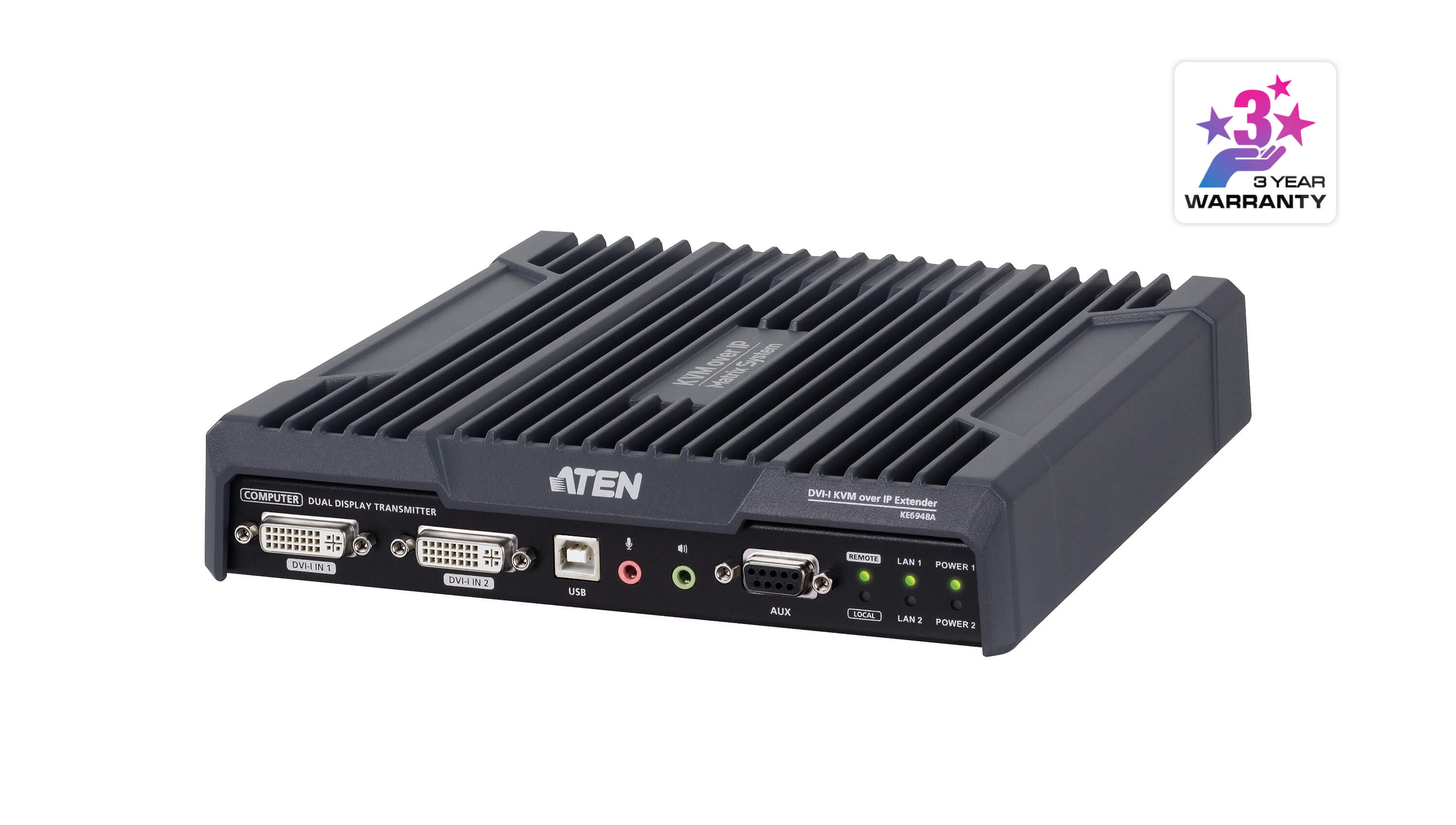 Rugged DVI-I Dual-Display KVM over IP Transmitter