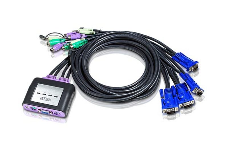 2 or 4 Port USB/PS2 KVM VGA Switch with 2 or 4 Set Cable For Mouse Monitor  PC