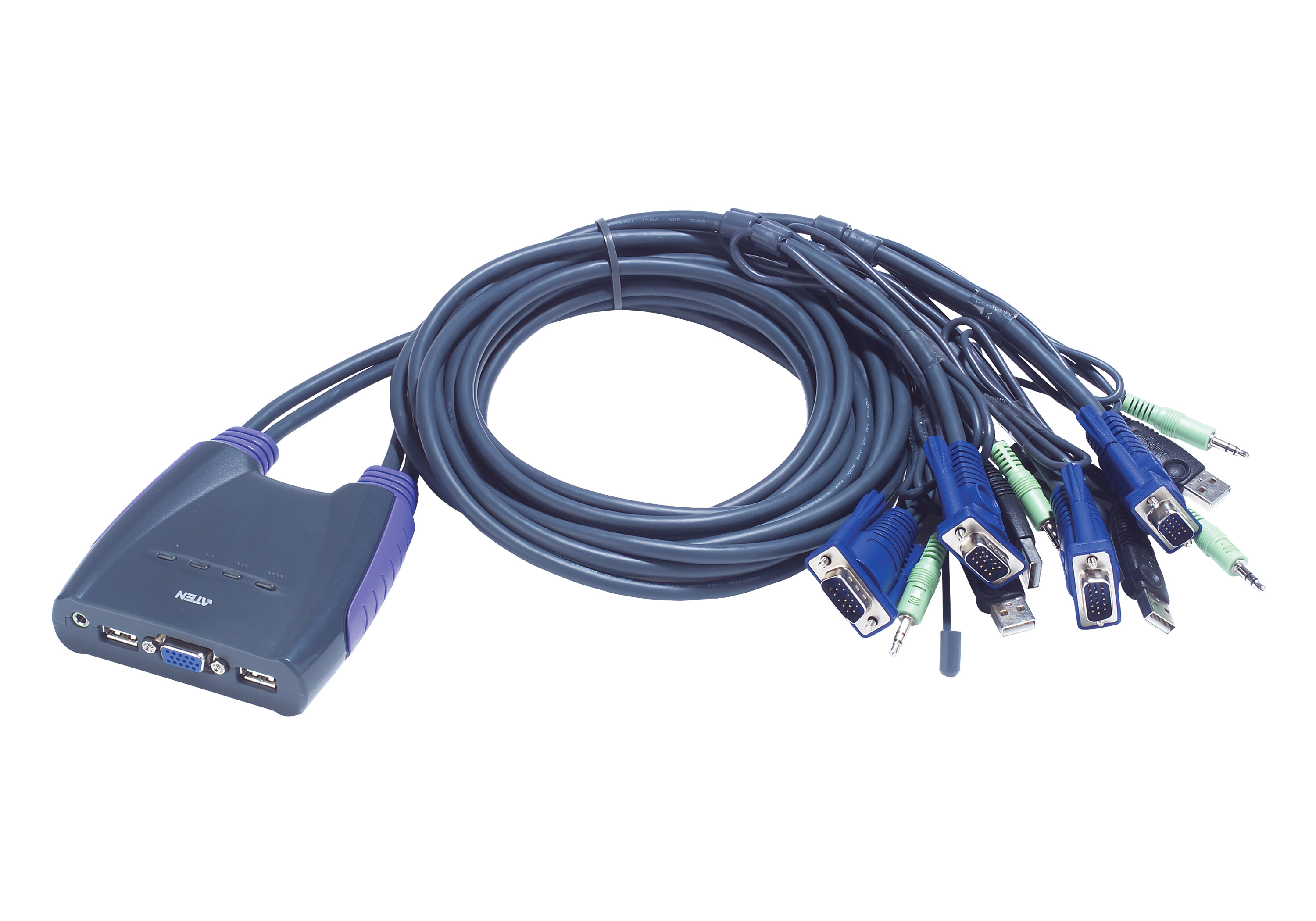 Commutateur KVM à câble VGA/audio USB 4 ports (1,8m)