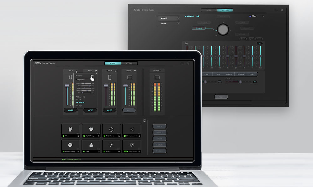 Mezclador de audio para pódcast con IA, MicLIVE™ de 6 canales - UC8000,  ATEN Captura