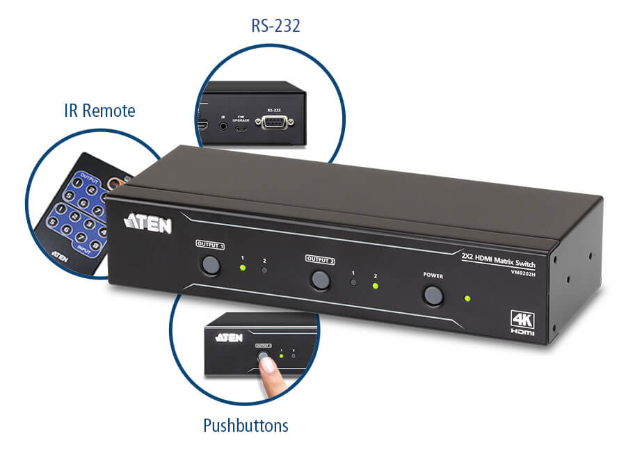 □ATEN マトリックスビデオ切替器 HDMI / 2入力 / 2出力 / 4K対応